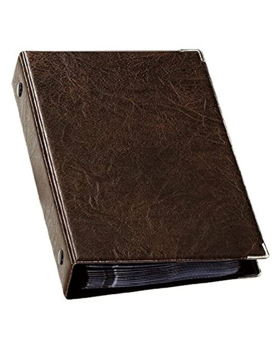 Tarjetero durable visifix 4 anillas 25 fundas con indice alfabetico para 200 tarjetas visitas 57x90 mm color marron