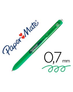 Boligrafo paper mate inkjoy retractil gel pen trazo 0,7 mm verde