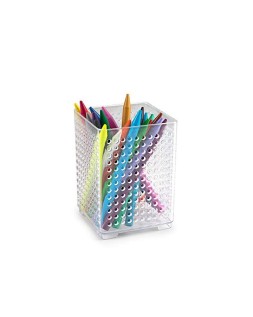 Cubilete portalapices plastiforte transparente plastico organizer cuadrado nº5 75x75x105 mm