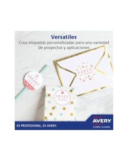 Etiqueta adhesiva avery tamaño 17.8x10 mm removible paquete de 25 hojas