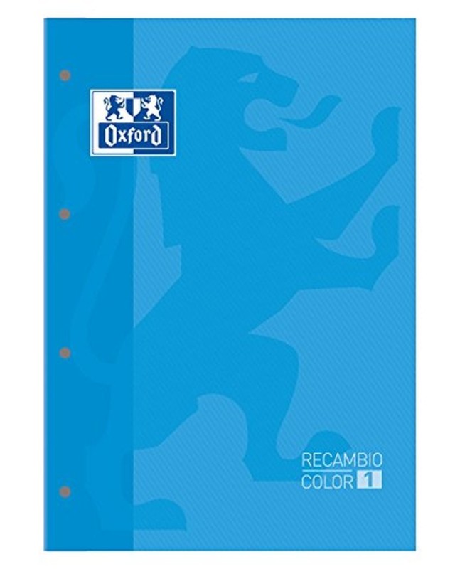 Recambio color oxford din a4 80 hojas 90 grs cuadros 5 mm 4 taladros turquesa