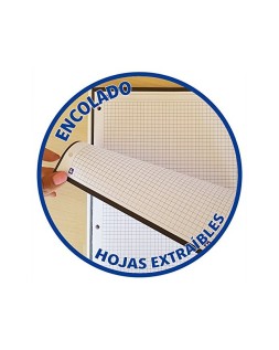 Recambio color oxford din a4 80 hojas 90 grs cuadros 5 mm 4 taladros turquesa