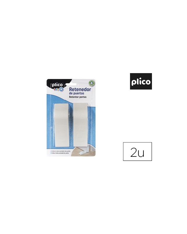 Retenedor de puertas plico plastico blanco blister de 2 unidades