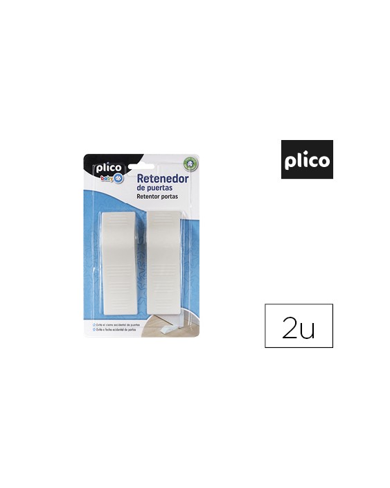 Retenedor de puertas plico plastico blanco blister de 2 unidades