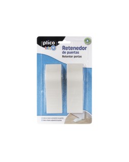 Retenedor de puertas plico plastico blanco blister de 2 unidades