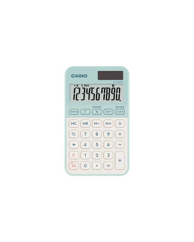 Calculadora casio sl-310yc bolsillo 12 digitos teclas tax +/- color verde claro