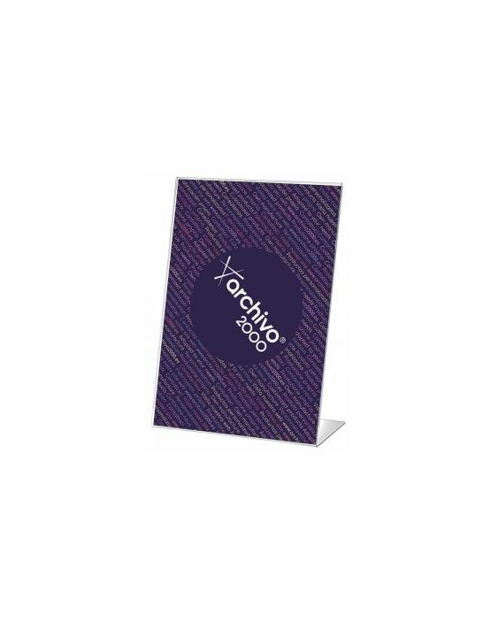 Expositor sobremesa archivo 2000 con forma l poliestireno transparente din a5 vertical 55x210x150 mm