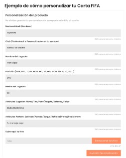 Ejemplo de cómo personalizar tu Carta FIFA