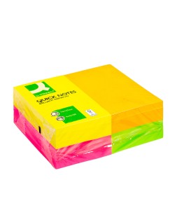 Bloc de notas adhesivas quita y pon q-connect 127x76 mm fsc 100 hojas fluorescentes pack de 12 -surtidas en 4 colores