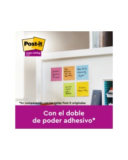 Bloc de notas adhesivas quita y pon post it super sticky carnival 100% pefc 76x127 mm pack de 6 blocs colores
