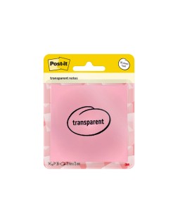 Bloc de notas adhesivas quita y pon post-it 73x73 mm 36 hojas transparente salmon
