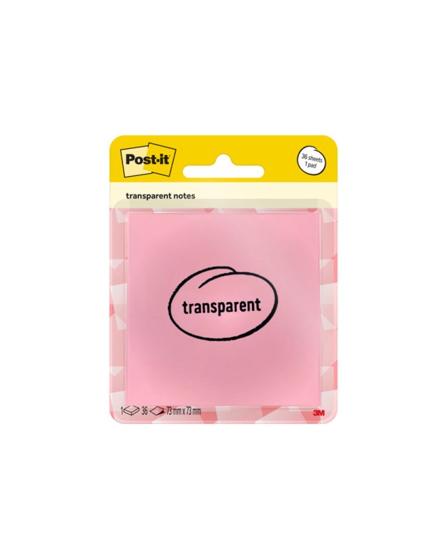 Bloc de notas adhesivas quita y pon post-it 73x73 mm 36 hojas transparente salmon