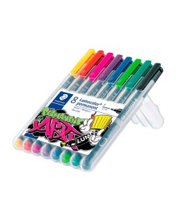 Rotulador staedtler lumocolor retroproyeccion punta de fibra 318 estuche de 8 unidades colores surtidos