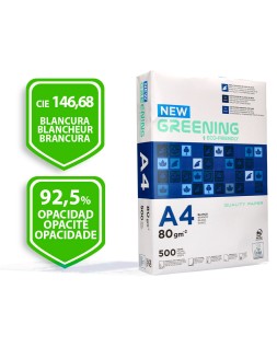 Papel fotocopiadora greening din a4 80 gramos paquete de 500 hojas