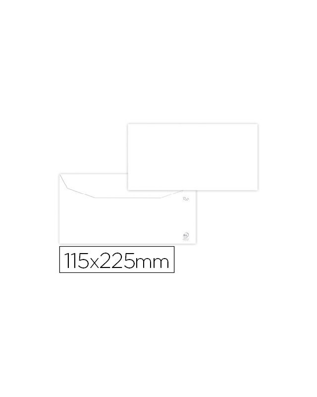 Sobre liderpapel blanco 115x225 mm solapa engomada papel offset 80 gr caja de 500 unidades