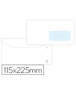Sobre liderpapel blanco 115x225 mm ventana derecha trapezodial engomada papel offset 80gr caja de 500 unidades