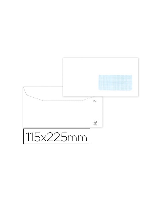 Sobre liderpapel blanco 115x225 mm ventana derecha trapezodial engomada papel offset 80gr caja de 500 unidades