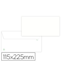 Sobre liderpapel blanco 115x225 mm solapa tira de silicona papel reciclado 90 gr caja de 500 unidades