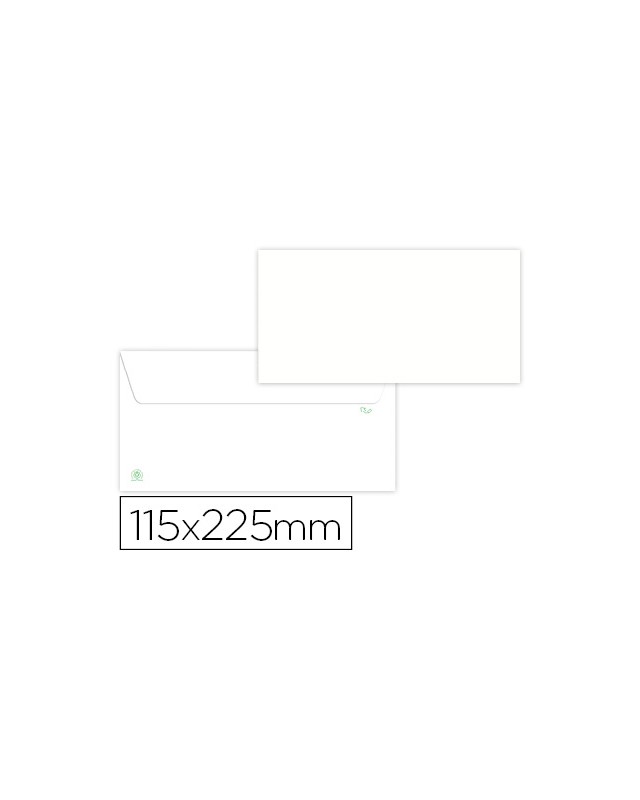 Sobre liderpapel blanco 115x225 mm solapa tira de silicona papel reciclado 90 gr caja de 500 unidades