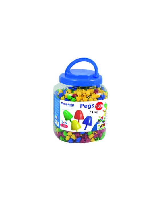 Juego miniland pegs bote de 1300 piezas de 15 mm