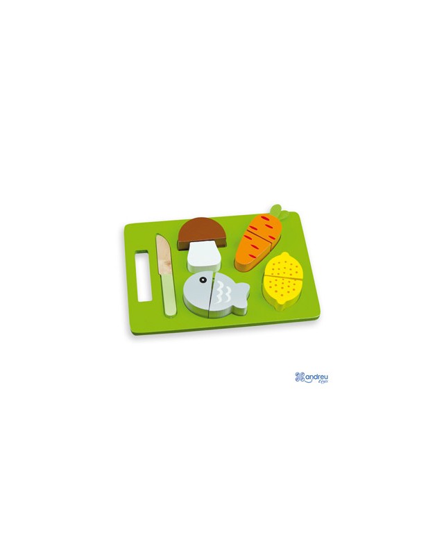 Juego andreutoys bandeja alimentos para cortar 21,4x15x3 cm
