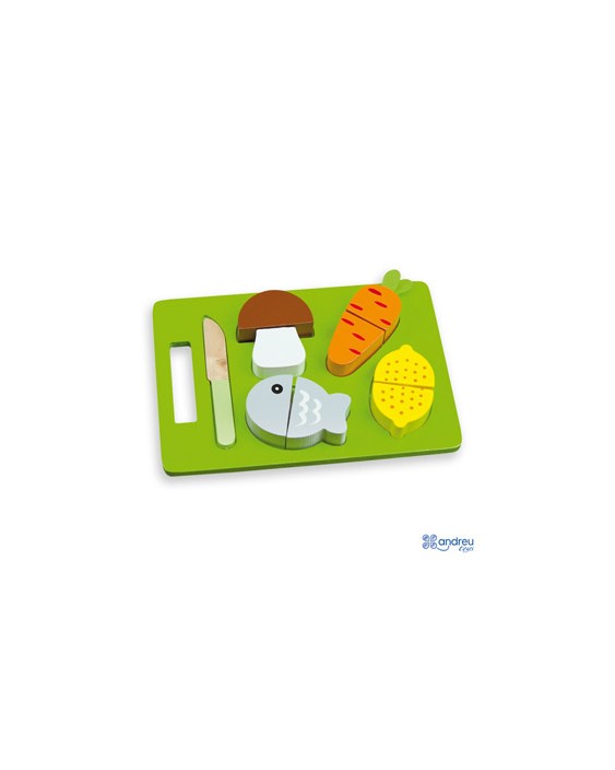 Juego andreutoys bandeja alimentos para cortar 21,4x15x3 cm