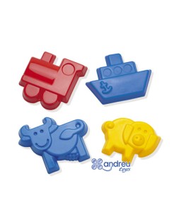 Juego dantoy moldes arena 4 modelos 12 cm caja de 32 unidades surtidas