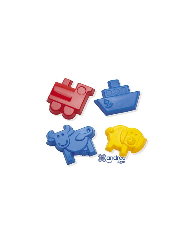 Juego dantoy moldes arena 4 modelos 12 cm caja de 32 unidades surtidas