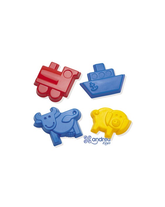 Juego dantoy moldes arena 4 modelos 12 cm caja de 32 unidades surtidas
