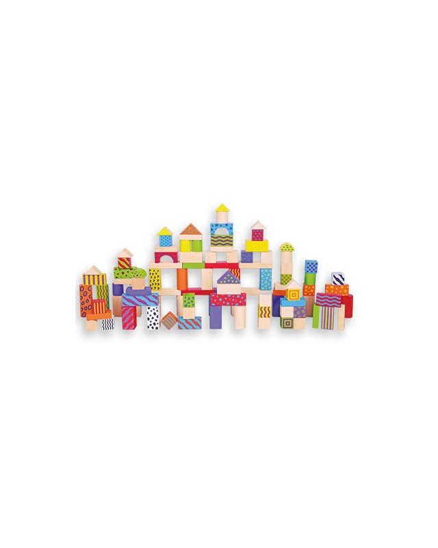 Juego andreutoys bloques maderas 100 piezas 22,5x22 cm