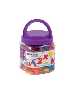 Juego miniland numeros magneticos y simbolos matematicos bote de 162 piezas