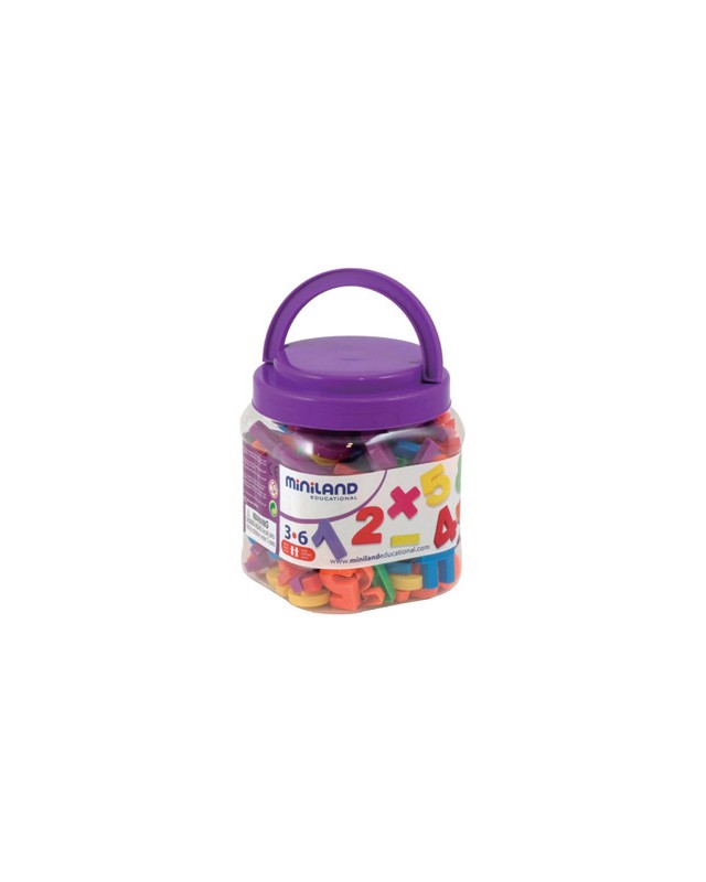 Juego miniland numeros magneticos y simbolos matematicos bote de 162 piezas