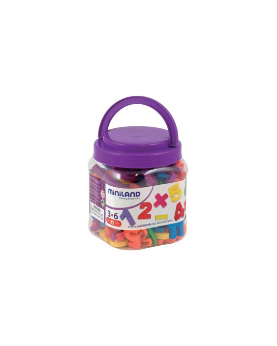 Juego miniland numeros magneticos y simbolos matematicos bote de 162 piezas