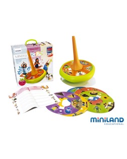 Juego didactico miniland mindfulnes con peonza gigante y guia de ejercicios