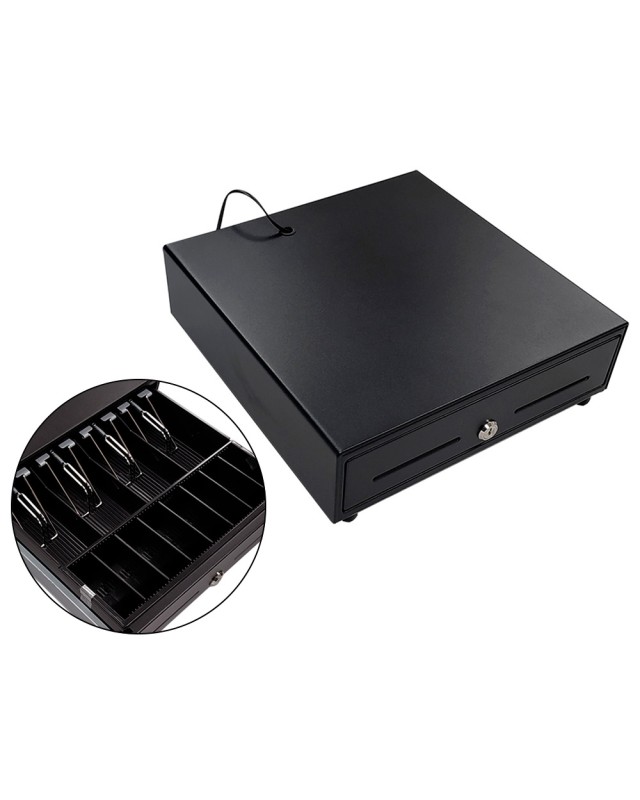 Cajon portamonedas 8 monederos 4 billeteros apertura electrica negro 330x335x105 mm