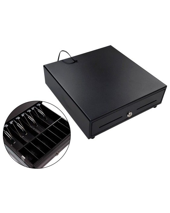 Cajon portamonedas 8 monederos 4 billeteros apertura electrica negro 330x335x105 mm