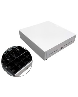 Cajon portamonedas 8 monederos 4 billeteros con llave electrico blanco 410x415x110mm