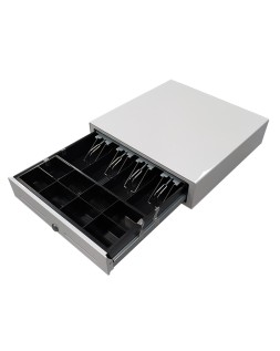 Cajon portamonedas 8 monederos 4 billeteros con llave electrico blanco 410x415x110mm