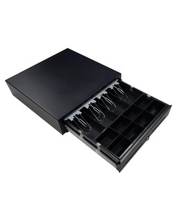 Cajon portamonedas 8 monederos 4 billeteros apertura manual y llave color negro 410x415x110 mm