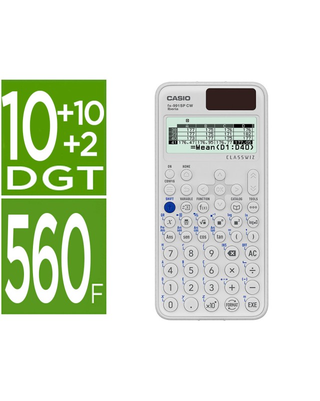 Calculadora casio fx-991sp cw iberia classwiz cientifica 560 funciones 9 memorias 10+2 digitos 5 idiomas con tapa