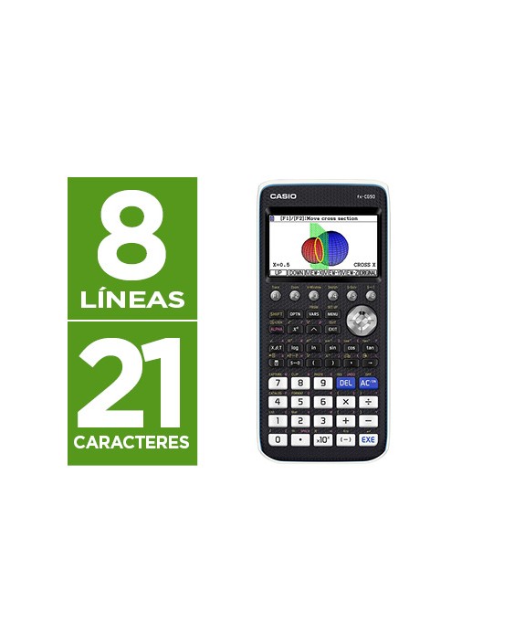 Calculadora casio fx-cg50 cientifica grafica 8 lineas 21 caracteres pantalla color 3d memoria 16 mb conexion usb