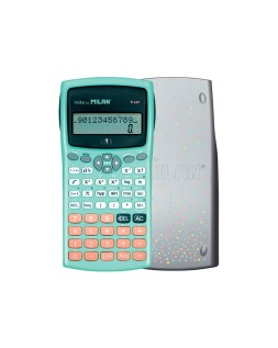 Calculadora milan cientifica m240 silver 2 lineas 240 funciones 10+2 digitos color verde turquesa con tapa color