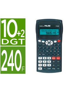 Calculadora milan cientifica m240 black 2 lineas 240 funciones 10+2 digitos color negra con tapa color gris