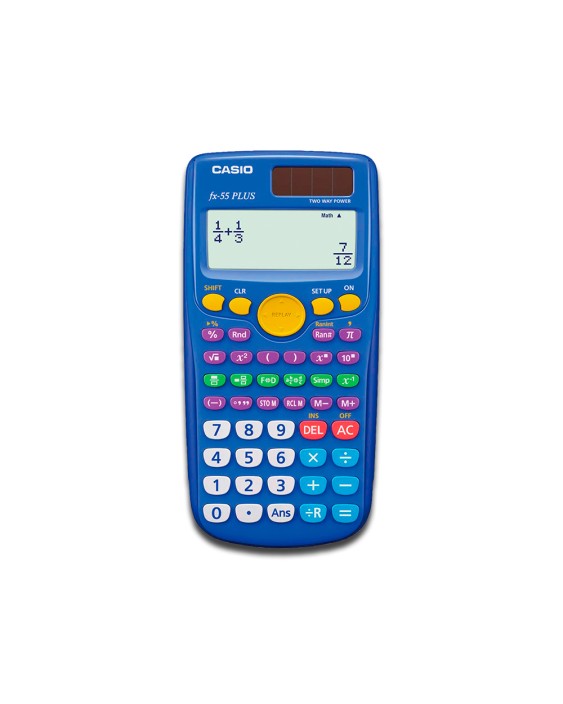 Calculadora casio fx-55 plus cientifica 240 funciones pantalla de cuatro lineas solar y pila
