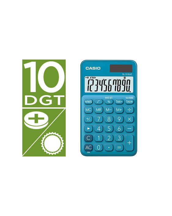 Calculadora casio sl-310uc-bu bolsillo 10 digitos tax +/- tecla color azul