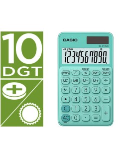 Calculadora casio sl-310uc-gn bolsillo 10 digitos tax +/- tecla color verde