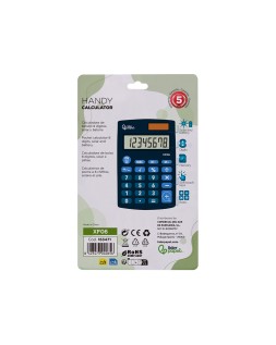 Calculadora liderpapel bolsillo xf06 8 digitos solar y pilas color azul 98x62x8 mm