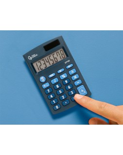 Calculadora liderpapel bolsillo xf06 8 digitos solar y pilas color azul 98x62x8 mm