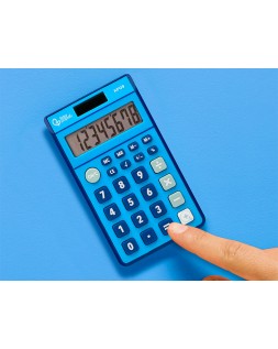 Calculadora liderpapel bolsillo xf09 8 digitos solar y pilas color azul 115x65x8 mm