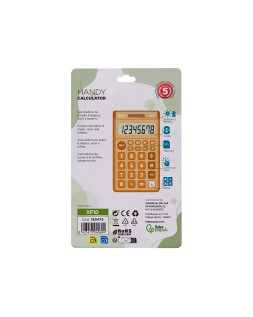 Calculadora liderpapel bolsillo xf10 8 digitos solar y pilas color naranja 115x65x8 mm